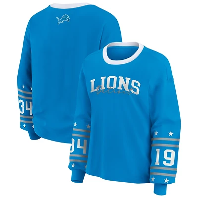 Women's WEAR by Erin Andrews Blue Detroit Lions Plus Sport Long-Sleeve T-Shirt