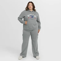 Women's WEAR by Erin Andrews Gray Buffalo Bills Plus Size Waffle-Knit Long Sleeve Hooded Shirt & Pants Lounge Set