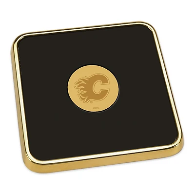 Gold Calgary Flames Square Coaster