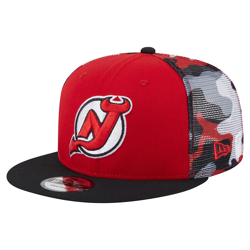Men's New Era Red/Black New Jersey Devils Camo Meshback 9FIFTY Snapback Hat