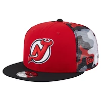 Men's New Era Red/Black New Jersey Devils Camo Meshback 9FIFTY Snapback Hat