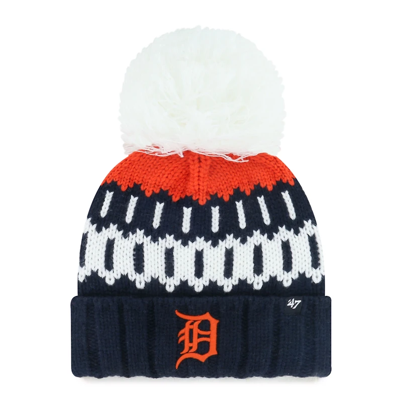 Women's '47 Navy Detroit Tigers Felicity Cuffed Knit Hat with Pom