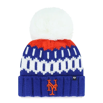 Women's '47  Royal New York Mets Felicity Cuffed Knit Hat with Pom