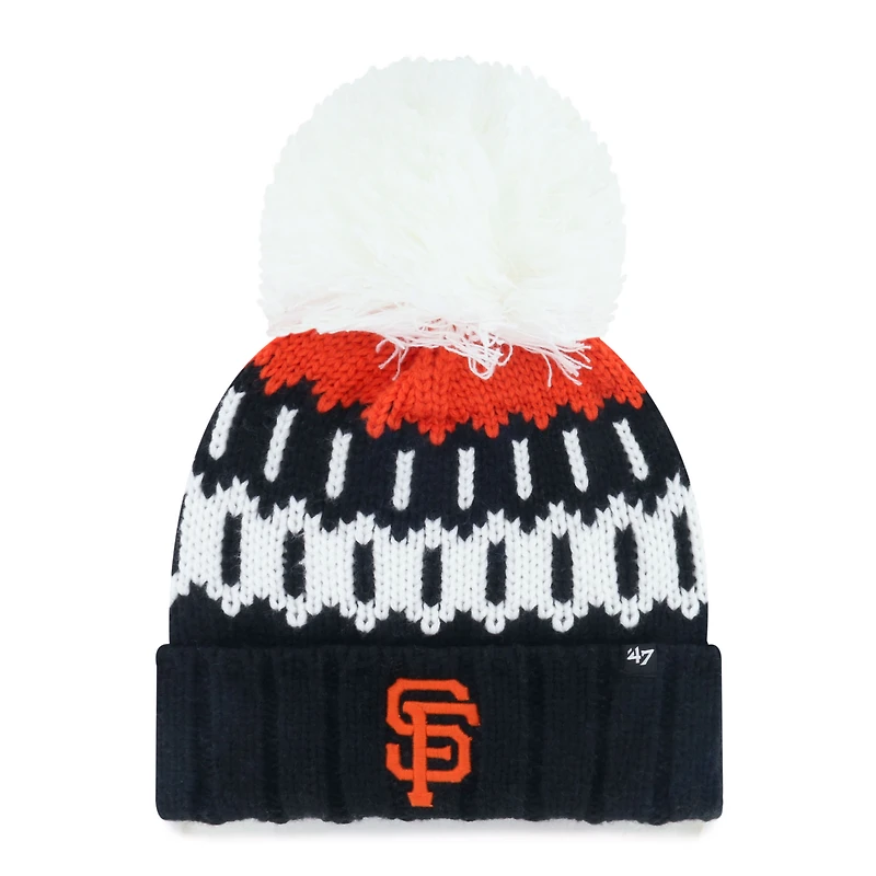 Women's '47  Black San Francisco Giants Felicity Cuffed Knit Hat with Pom