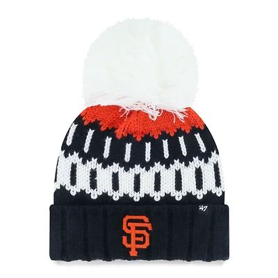 Women's '47  Black San Francisco Giants Felicity Cuffed Knit Hat with Pom