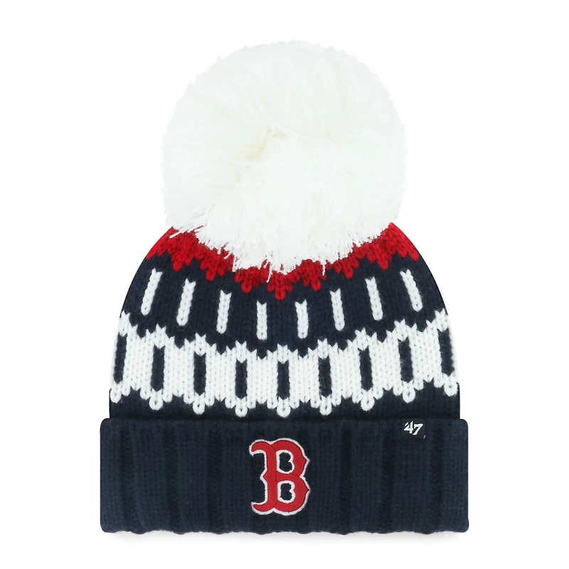 Women's '47 Navy Boston Red Sox Felicity Cuffed Knit Hat with Pom