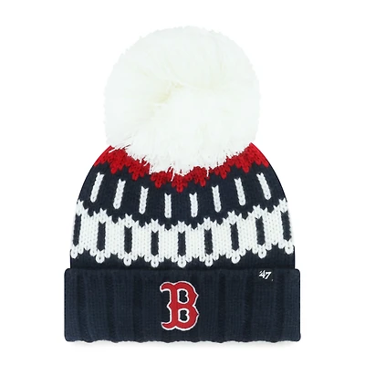 Women's '47  Navy Boston Red Sox Felicity Cuffed Knit Hat with Pom