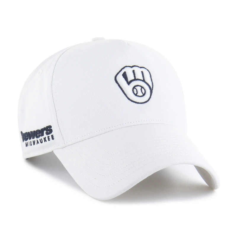 Men's '47 White Milwaukee Brewers Foundational Pinch Offside Adjustable Hat