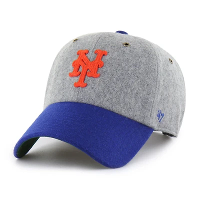 Men's '47  Gray New York Mets Golden Age Wool Clean Up Adjustable Hat