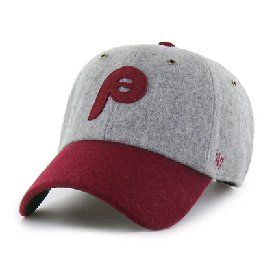 Men's '47  Gray Philadelphia Phillies Golden Age Wool Clean Up Adjustable Hat