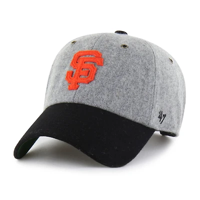 Men's '47  Gray/Black San Francisco Giants Golden Age Wool Clean Up Adjustable Hat
