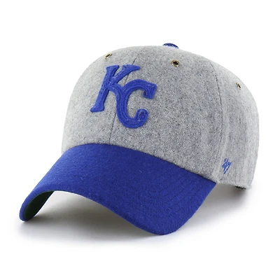 Men's '47  Gray/Royal Kansas City Royals Golden Age Wool Clean Up Adjustable Hat
