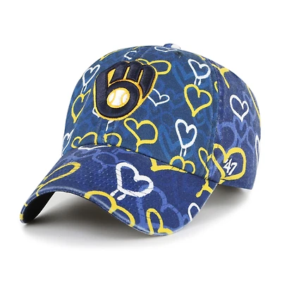Girls Youth '47 Navy Milwaukee Brewers Mural Clean Up Adjustable Hat