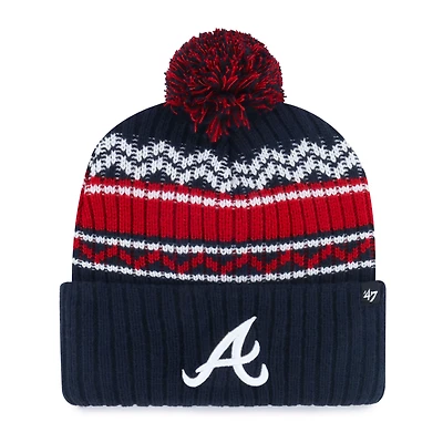 Youth '47  Navy Atlanta Braves Polar Vortex Cuffed Knit Hat with Pom