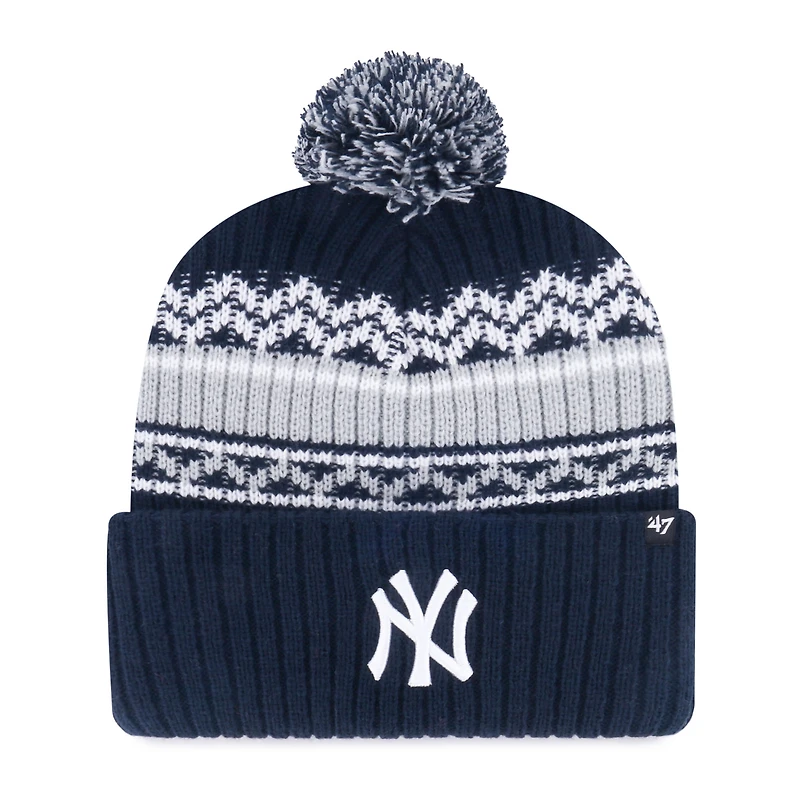 Youth '47 Navy New York Yankees Polar Vortex Cuffed Knit Hat with Pom