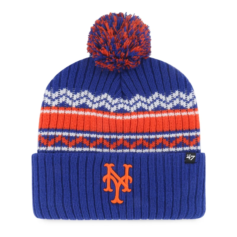 Youth '47 Royal New York Mets Polar Vortex Cuffed Knit Hat with Pom