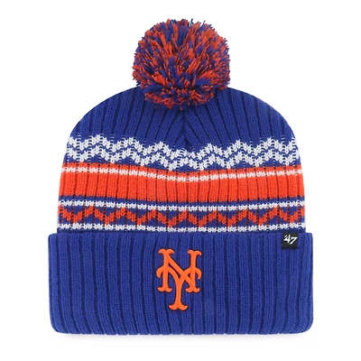 Youth '47  Royal New York Mets Polar Vortex Cuffed Knit Hat with Pom