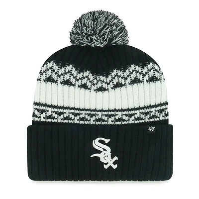 Youth '47  Black Chicago White Sox Polar Vortex Cuffed Knit Hat with Pom
