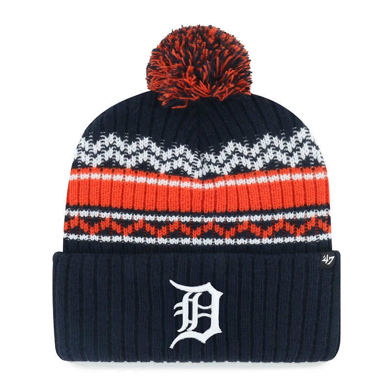 Youth '47  Navy Detroit Tigers Polar Vortex Cuffed Knit Hat with Pom