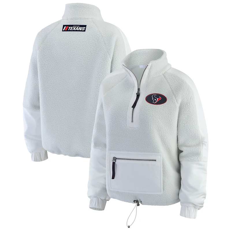 Women's WEAR by Erin Andrews White Houston Texans Polar Fleece Half-Zip Jacket