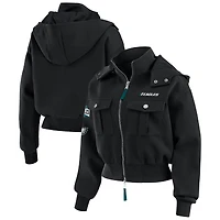 Women's WEAR by Erin Andrews  Black Philadelphia Eagles Patch Pocket Bomber Jacket