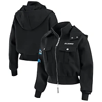 Women's WEAR by Erin Andrews  Black Detroit Lions Patch Pocket Bomber Jacket