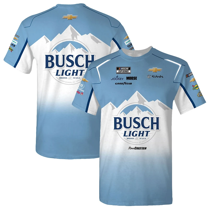 Men's Trackhouse Racing Team Collection Light Blue Ross Chastain Busch Light Uniform T-Shirt