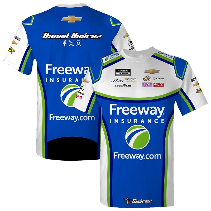 Men's Trackhouse Racing Team Collection Blue Daniel Suarez Freeway Uniform T-Shirt