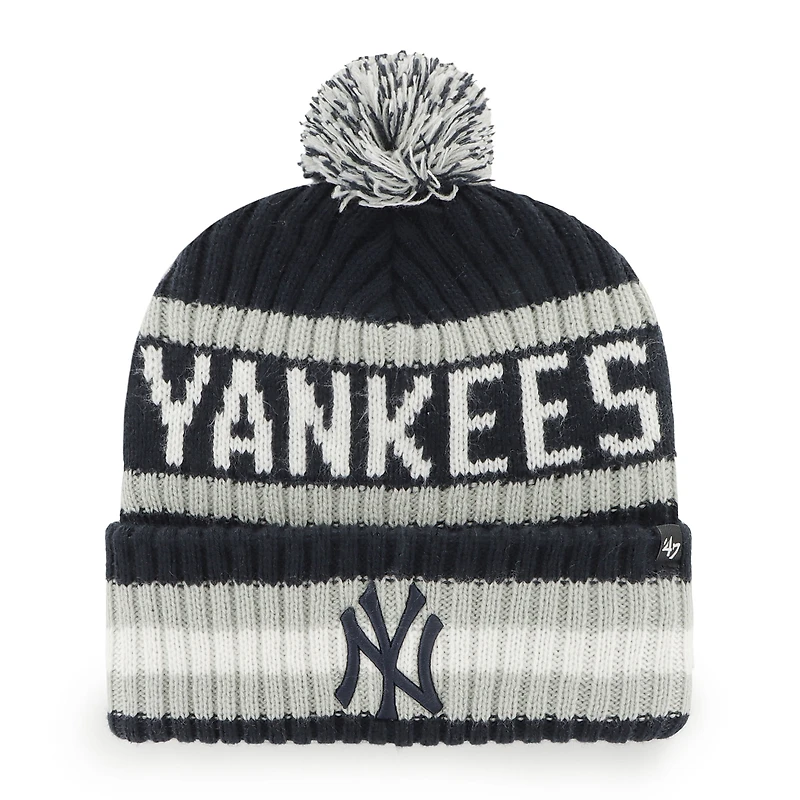Men's '47 Navy New York Yankees Bering Cuffed Knit Hat with Pom