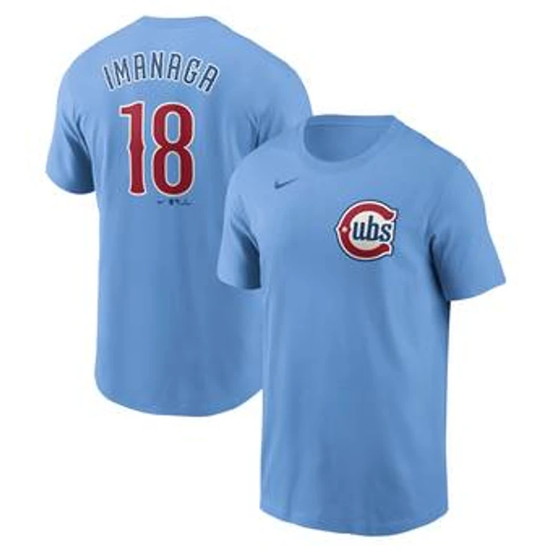 Men's Nike Shōta Imanaga Baby Blue Chicago Cubs Fuse Name & Number T-Shirt