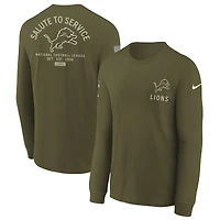 Youth Nike Olive Detroit Lions 2025 Salute to Service Sideline Dri-FIT Long Sleeve T-Shirt