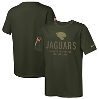 Youth Nike Olive Jacksonville Jaguars 2025 Salute to Service Sideline Dri-FIT T-Shirt