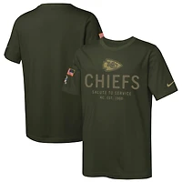Youth Nike Olive Kansas City Chiefs 2025 Salute to Service Sideline Dri-FIT T-Shirt