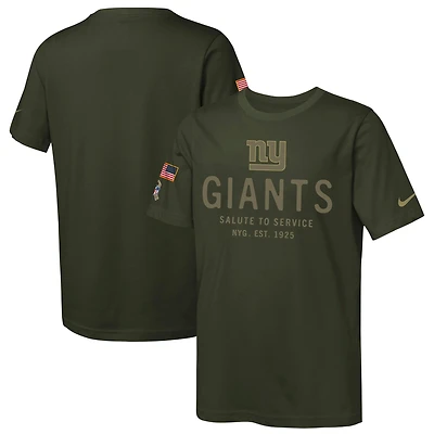 Youth Nike Olive New York Giants 2025 Salute to Service Sideline Dri-FIT T-Shirt