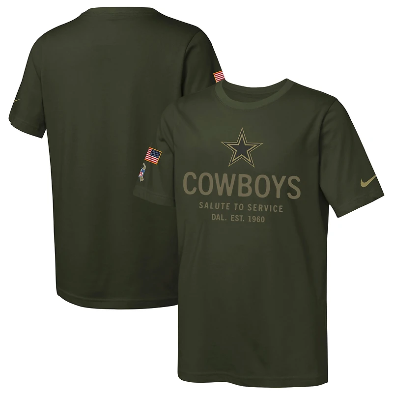 Youth Nike Olive Dallas Cowboys 2025 Salute to Service Sideline Dri-FIT T-Shirt