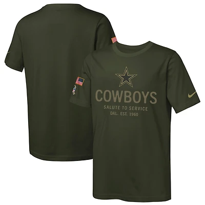 Youth Nike Olive Dallas Cowboys 2025 Salute to Service Sideline Dri-FIT T-Shirt