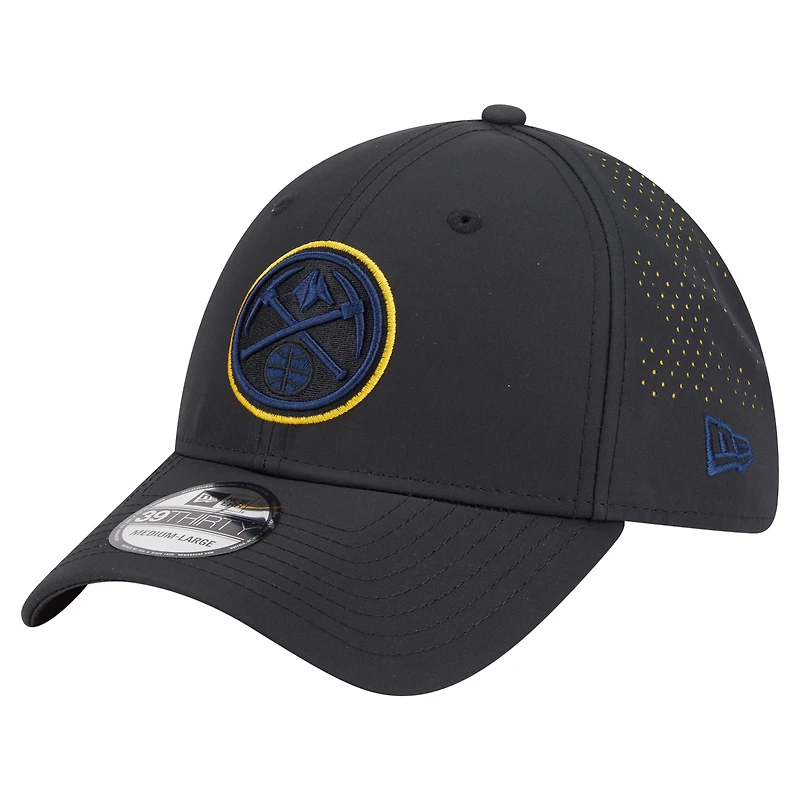 Men's New Era Black Denver Nuggets Night 39THIRTY Flex Hat