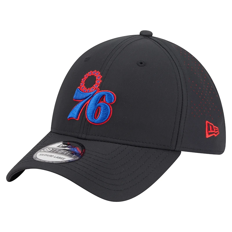 Men's New Era Black Philadelphia 76ers Night 39THIRTY Flex Hat