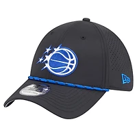 Men's New Era Black Orlando Magic Featherweight Poly Rope Flex 39Thirty Hat