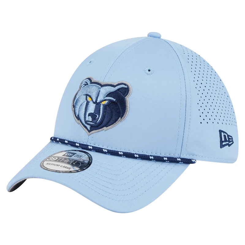 Men's New Era Light Blue Memphis Grizzlies Featherweight Poly Rope Flex 39Thirty Hat