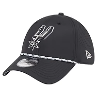 Men's New Era Black San Antonio Spurs Featherweight Poly Rope Flex 39Thirty Hat