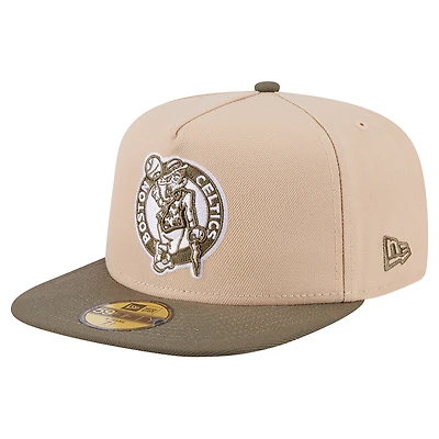 Men's New Era  Tan Boston Celtics Color Pack Two-Tone 59FIFTY A-Frame Fitted Hat