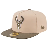 Men's New Era  Tan Milwaukee Bucks Color Pack Two-Tone 59FIFTY A-Frame Fitted Hat