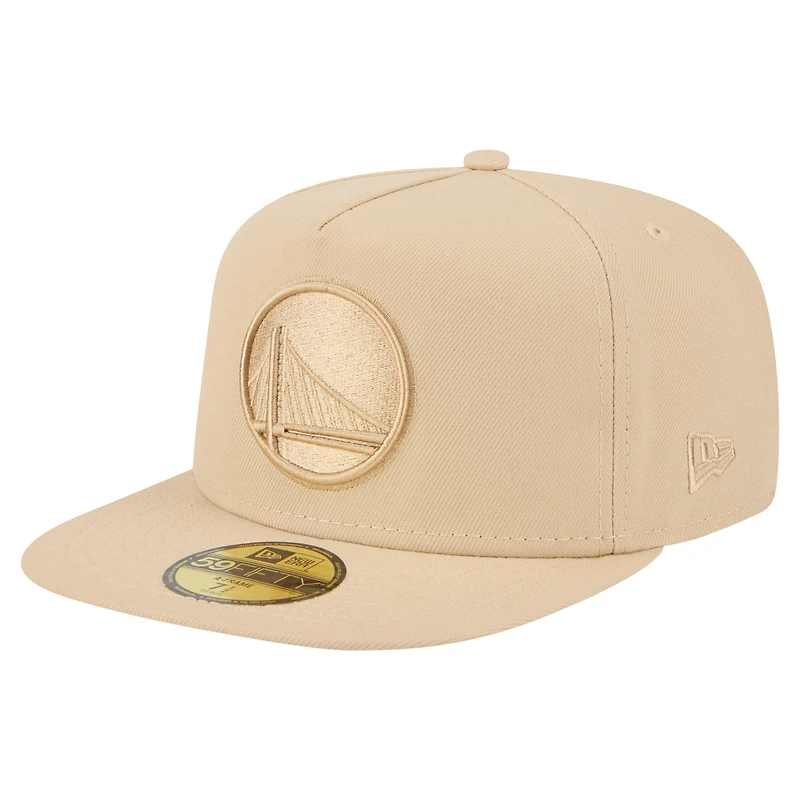 Men's New Era Khaki Golden State Warriors Color Pack A-Frame 59FIFTY Fitted Hat