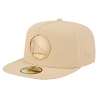 Men's New Era Khaki Golden State Warriors Color Pack A-Frame 59FIFTY Fitted Hat