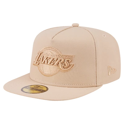 Men's New Era Khaki Los Angeles Lakers Color Pack A-Frame 59FIFTY Fitted Hat