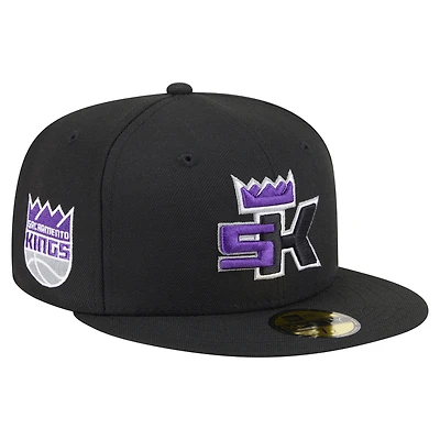 Men's New Era  Black Sacramento Kings Deceptor 59FIFTY Fitted Hat