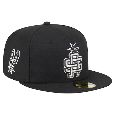 Men's New Era  Black San Antonio Spurs Deceptor 59FIFTY Fitted Hat