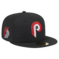 Men's New Era  Black Portland Trail Blazers Deceptor 59FIFTY Fitted Hat