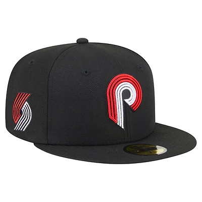 Men's New Era  Black Portland Trail Blazers Deceptor 59FIFTY Fitted Hat